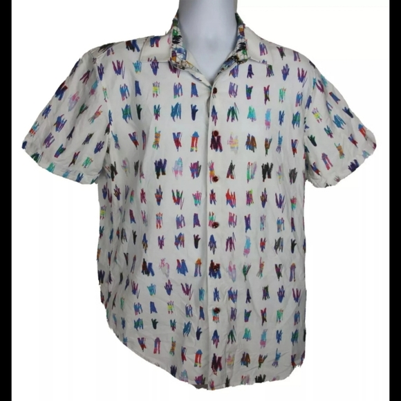 Robert Graham Button up short sleeve Colorful Sz L